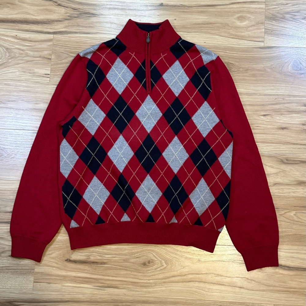 Brooks Brothers Men’s L Argyle 1/4 Zip Sweater